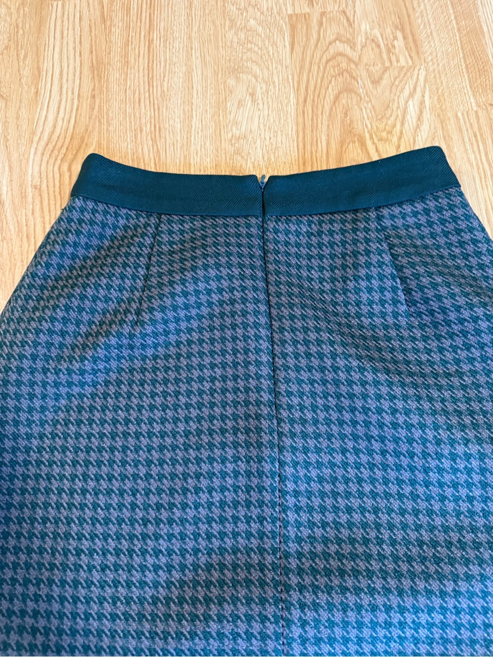 Simple Retro Vintage - Inspired Green Houndstooth A-Line  Women Skirt - Size S - Picture 4 of 14
